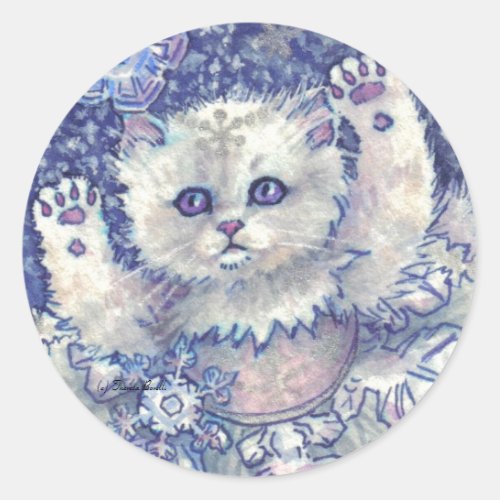 Snowflake Kitten Stickers