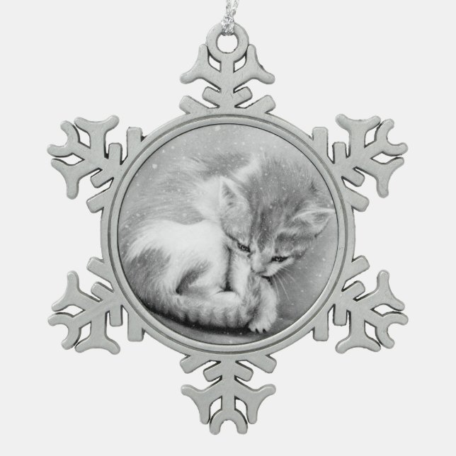 Snowflake Kitty Christmas Ornament (Front)