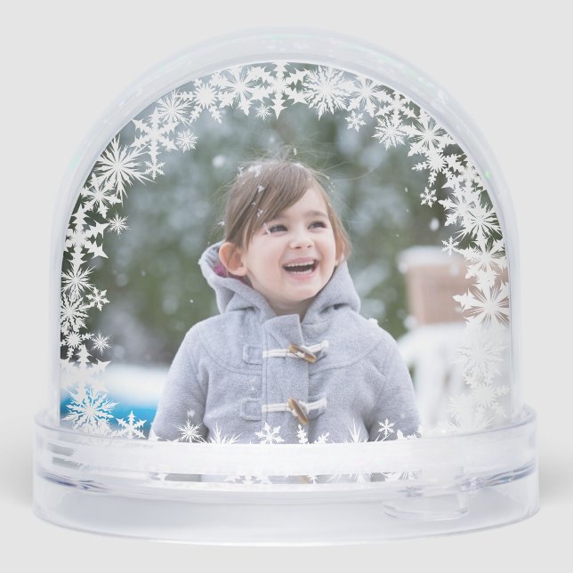 Snowflake Lace Photo Holiday Snow Globe (Back)