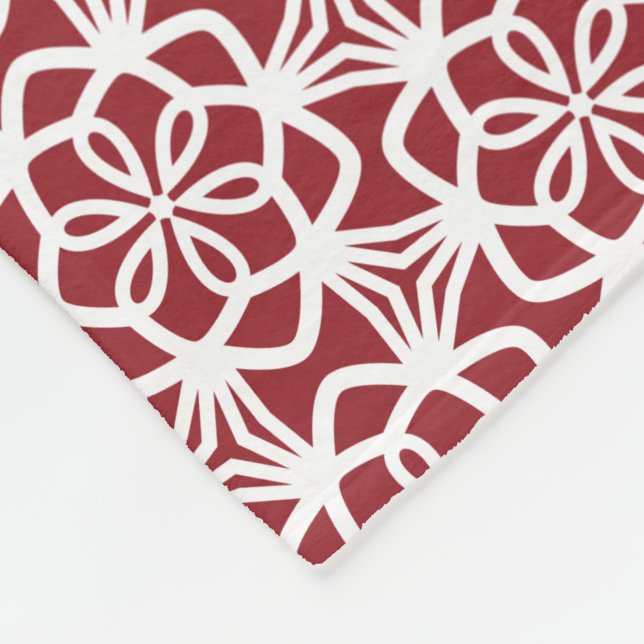 Snowflake Lace Red and White Fleece Blanket (Corner)