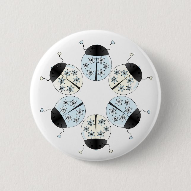 Snowflake Ladybug Pinback Button (Front)