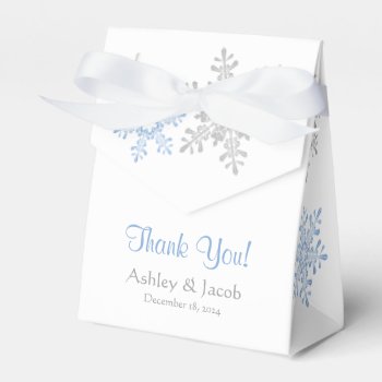 Snowflake Lapis Blue Silver Wedding Thank You Favor Boxes by wasootch at Zazzle