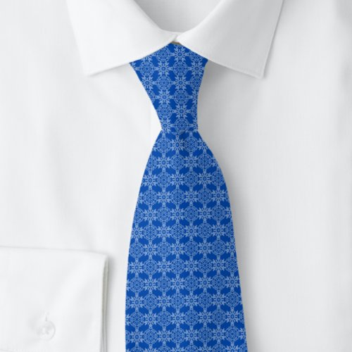 Snowflake Lattice on Blue Neck Tie