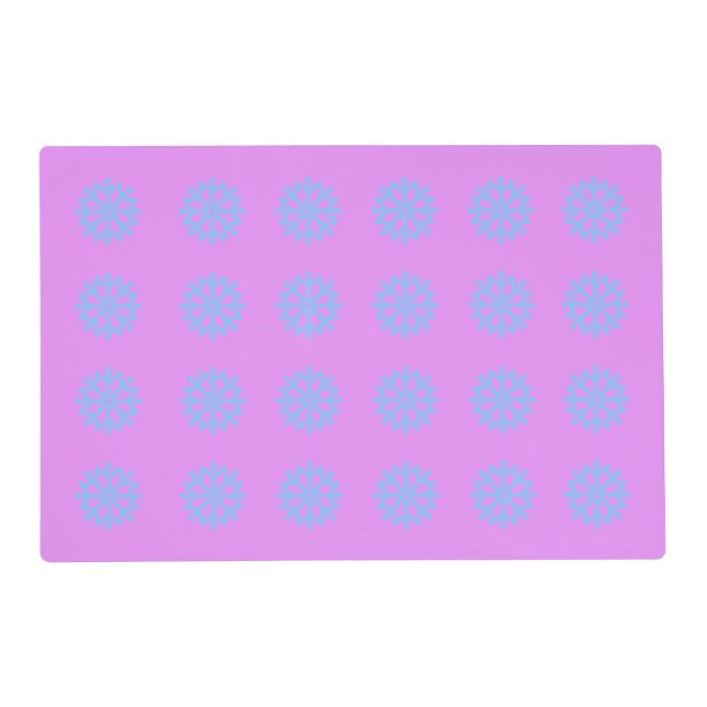  Snowflake Light Blue Winter Festive Pattern Lilac Placemat (Front)