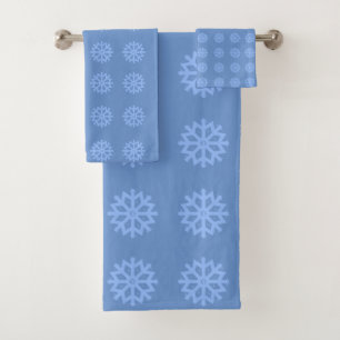 Snowflake Light Blue Winter Pattern Bath Towel Set