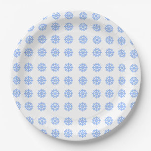  Snowflake Light Blue Winter Pattern  Paper Plates