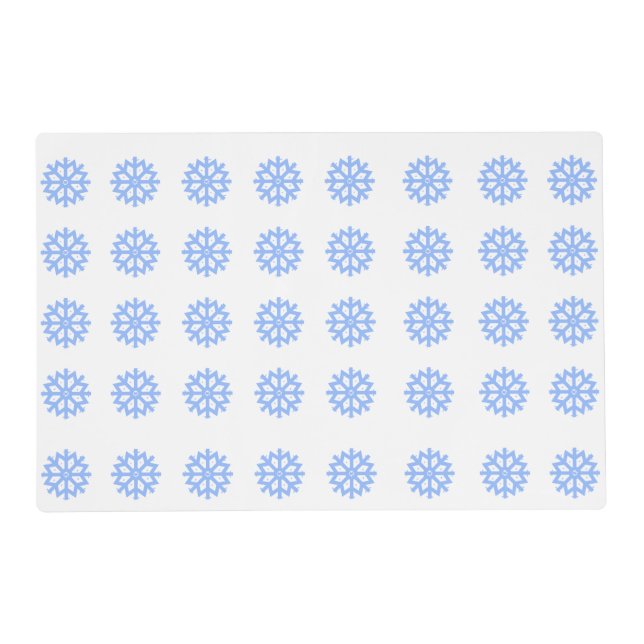  Snowflake Light Blue Winter Pattern Placemat (Front)