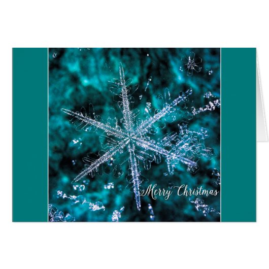 Snowflake Macro Photo Merry Christmas Card (Front Horizontal)