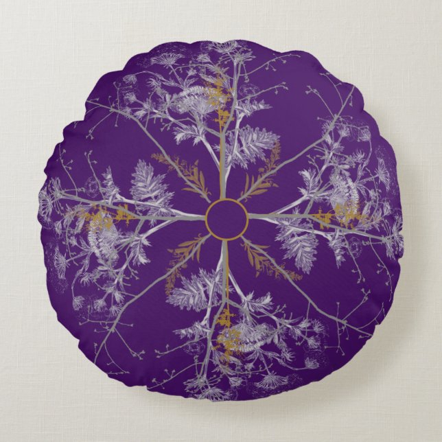 Snowflake Made of Tree's Round Pillow (Front)