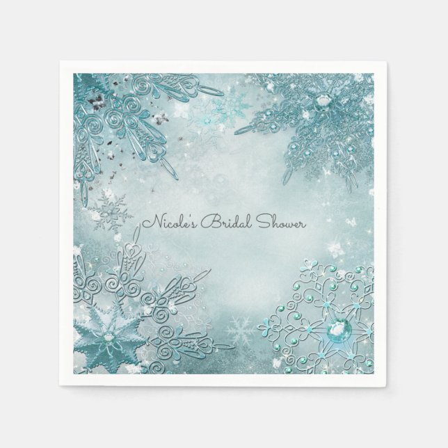 Snowflake Magic Winter Wonderland Elegant Party Paper Napkins (Front)