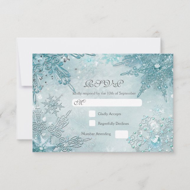 Snowflake Magic Winter Wonderland RSVP card (Front)