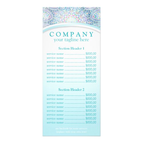 Snowflake mandala price list menu