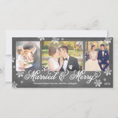 Snowflake Married and Merry 3_Photo Holiday Card