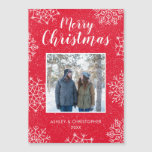 Snowflake Merry Christmas Photo Magnetic Card
