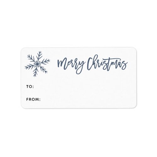 Snowflake Merry Christmas Script Gift Label