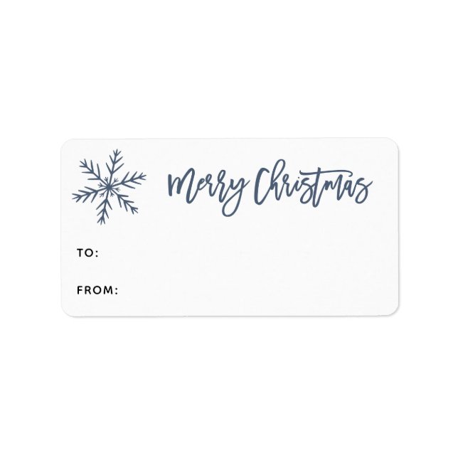 Snowflake Merry Christmas Script Gift Label (Front)
