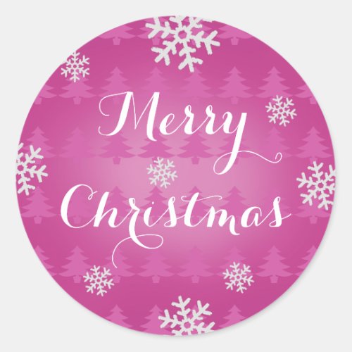 Snowflake Merry Christmas Stickers Pink