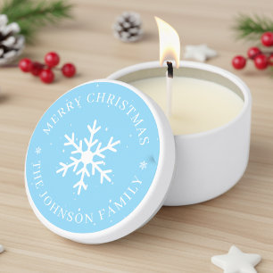Snowflake Merry Christmas Winter Holiday Blue Mini Candle Favors