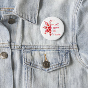 Snowflake Merry little Christmas (or customize) Button