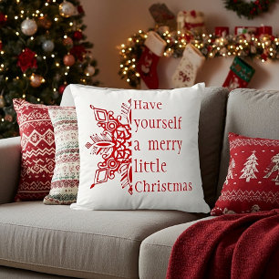 Snowflake Merry little Christmas (or customize) Throw Pillow