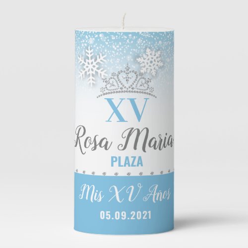 Snowflake Mis XV Aos Quinceaera Pillar Candle