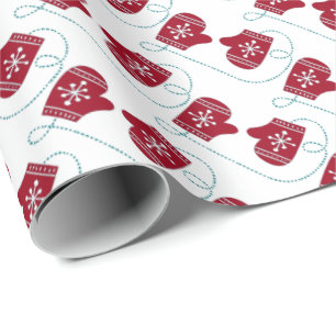 Snowflake Mittens Christmas Gift Wrapping Paper