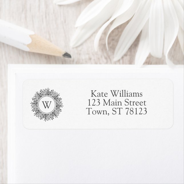 Snowflake Monogram Christmas Address Label (Insitu)