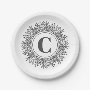 Snowflake Monogram Holiday Paper Plates