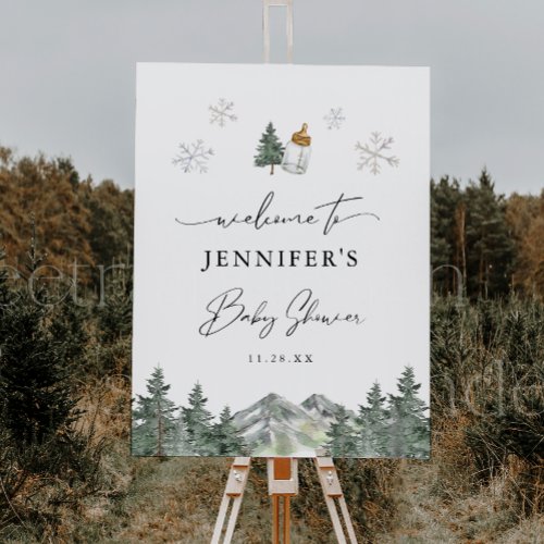 Snowflake Mountain Baby Shower Welcome Sign