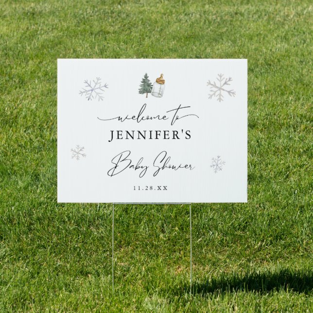 Snowflake Mountain Baby Shower Yard Sign (Insitu)