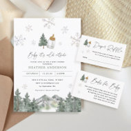 Snowflake Mountain Winter Baby Shower Invitation