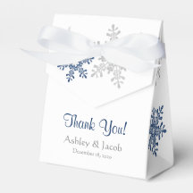 Snowflake Navy Blue Silver Wedding Thank You