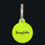 Snowflake neon green winter name pet ID tag<br><div class="desc">Snowflake neon green winter name</div>