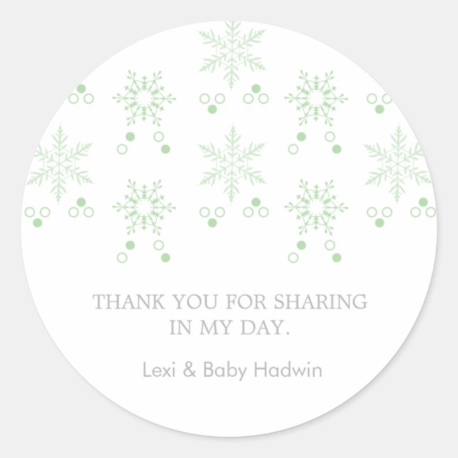 Snowflake | Neutral Baby Shower Favor Sticker (Front)