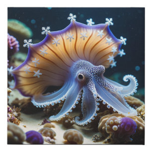 Snowflake Octopus Faux Canvas Print
