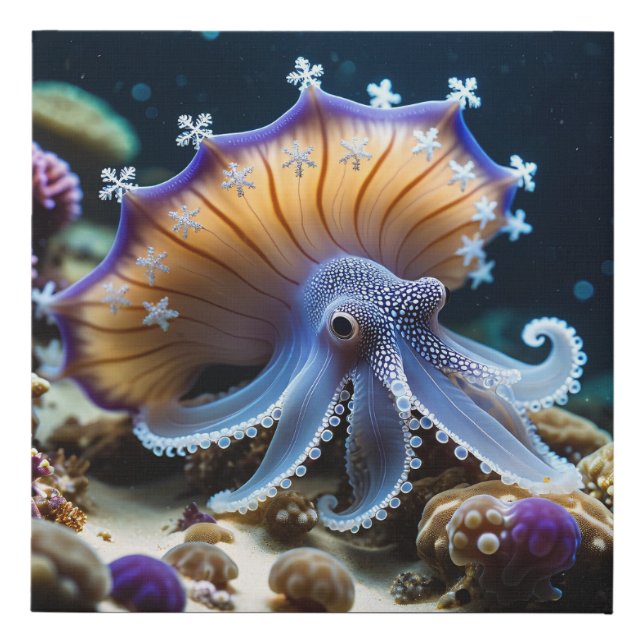 Snowflake Octopus Faux Canvas Print (Front)