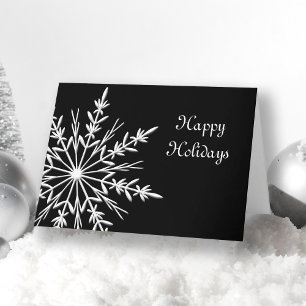 Snowflake on Black Business Christmas Holiday Card
