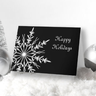 Snowflake on Black Business Christmas Holiday Card