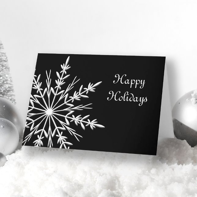 Snowflake on Black Business Christmas Holiday Card (Creator Uploaded)