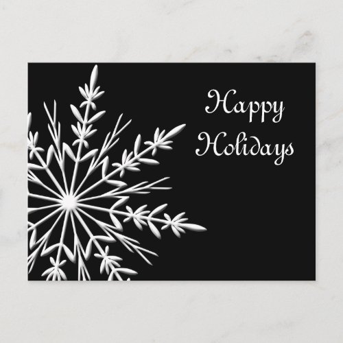 Snowflake on Black Business Happy Holidays Holiday Postcard