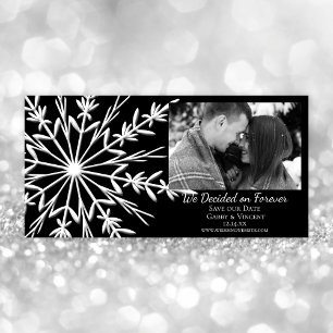 Snowflake on Black Winter Wedding Save The Date