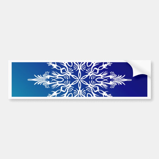 SNOWFLAKE  on Blue Bumper Sticker (Front)