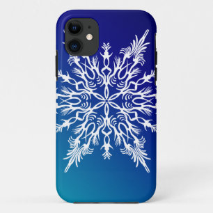SNOWFLAKE on Blue iPhone 11 Case