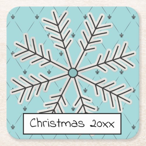 Snowflake on Blue Customizable Paper Coasters