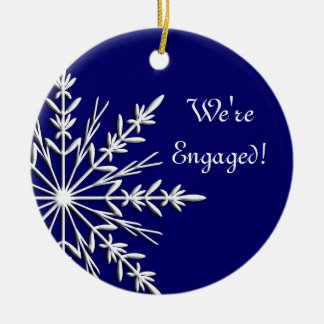 Snowflake on Blue Engagement Ornament