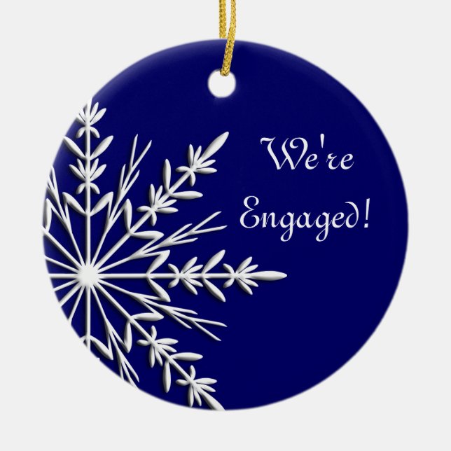 Snowflake on Blue Engagement Ornament (Front)