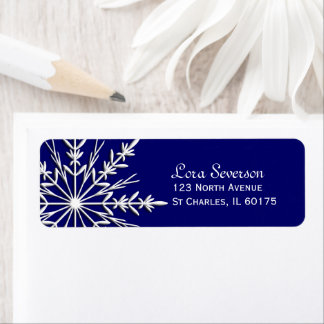 Snowflake on Blue Holiday Return Address Label