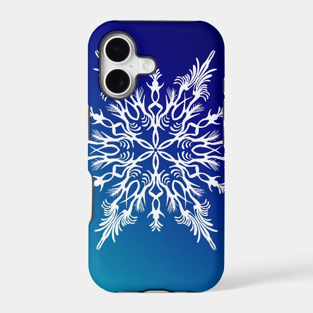 SNOWFLAKE  on Blue Iphone Case (Back)
