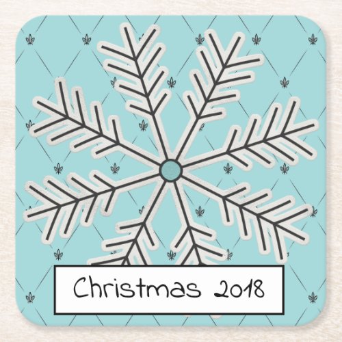Snowflake on Blue Paper Coasters