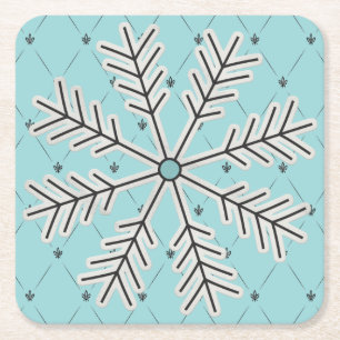 Snowflake on Blue Paper Coasters